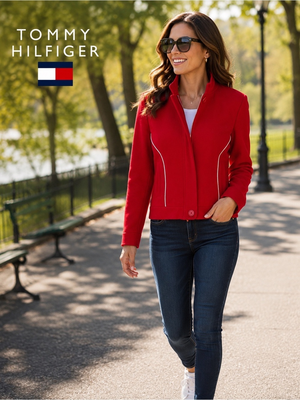 Tommy Hilfiger Women's Red Jacket large